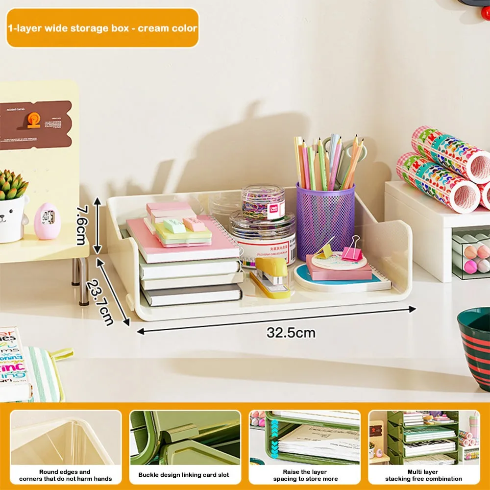 

Hot Plastic Stationery Storage Box Durable Sturdy Storage Folder Increase Floor Height Multicolor Bookends Book