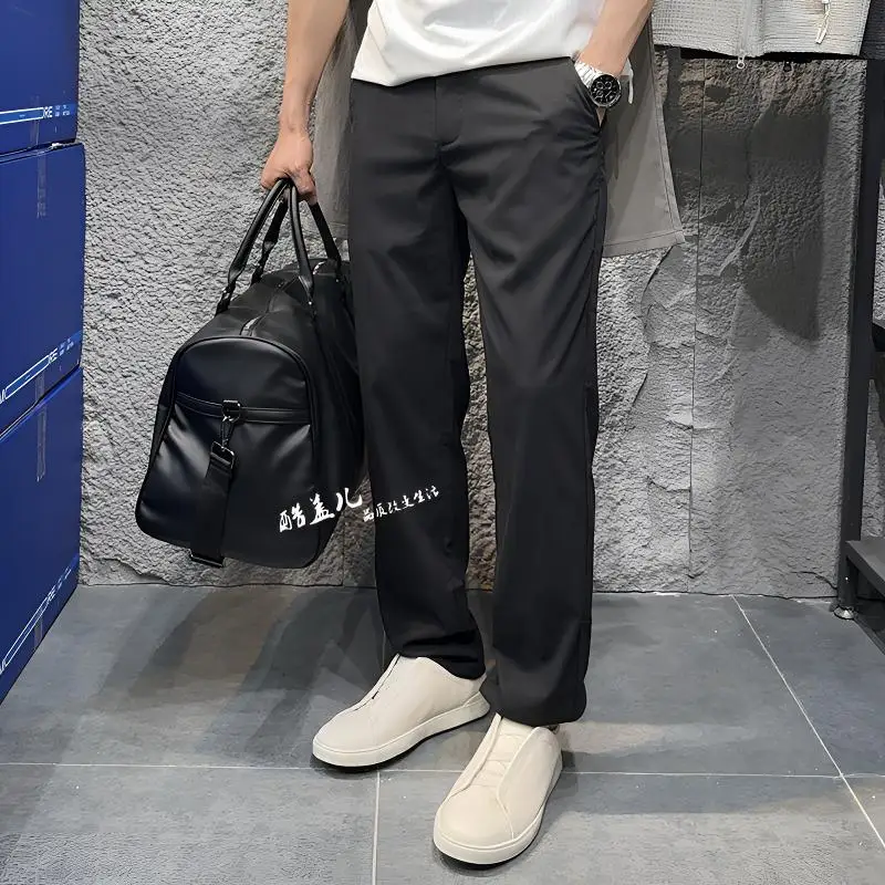 

GARAGE MAN Men's Casual Pants Lightweight Breathable Straight Leg Elastic Commuter Casual Pants Fashionable Urban Style