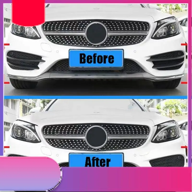

4Pc Front Bumper Lip Splitter Trim Strips Fog Lights Grille Spoiler For Mercedes Benz C Class W205 2015-2019 C180 C200-Y79A