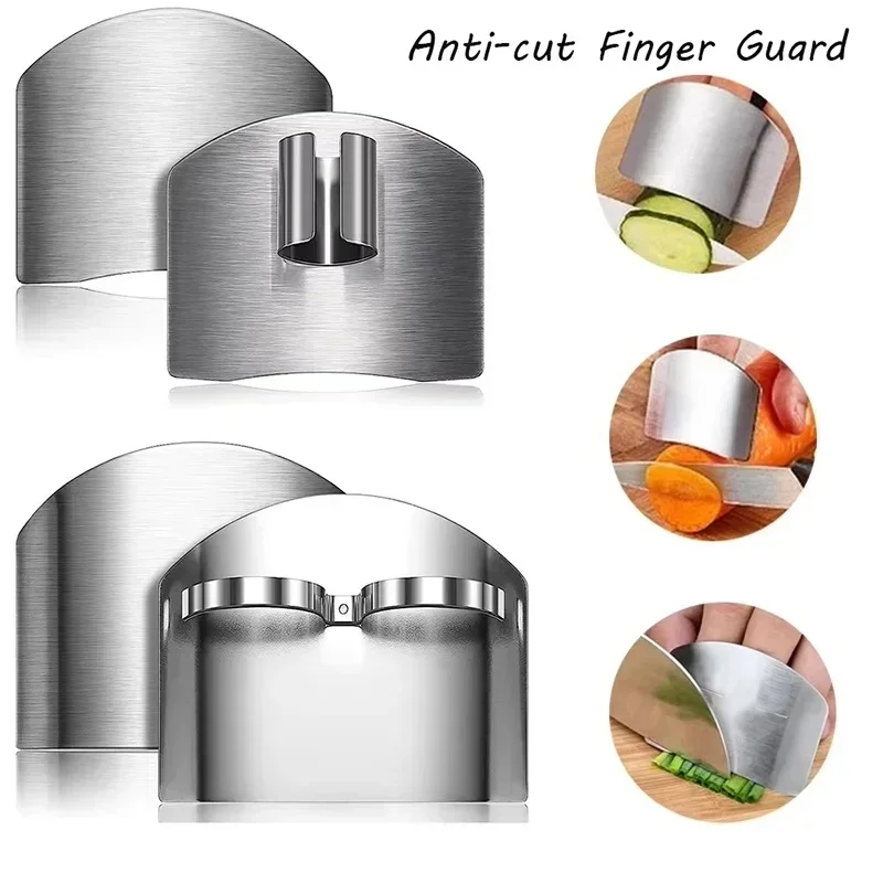 1-4PCS Stainless Steel Finger Guard Finger Hand Cut Hand Protector Knife Cut Finger Protection Tool Kitchen Knives & Accessories