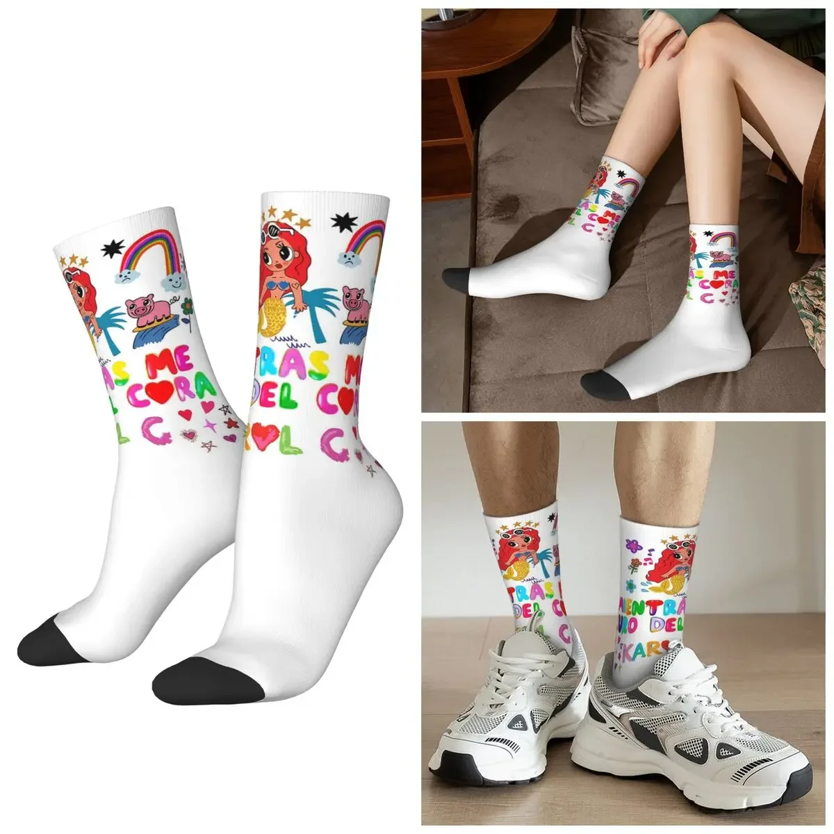 

All Seasons Karol G Manana Sera Bonito Socks Harajuku Sport Middle Tube Socks Funny Stockings Men Women Valentine's Day Gifts