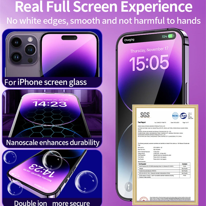Dust free Installation Screen Protector For iPhone 15 14 13 12 11 Pro XS Max XR Easy Install Auto-Dust Remova Kit Tempered Glass