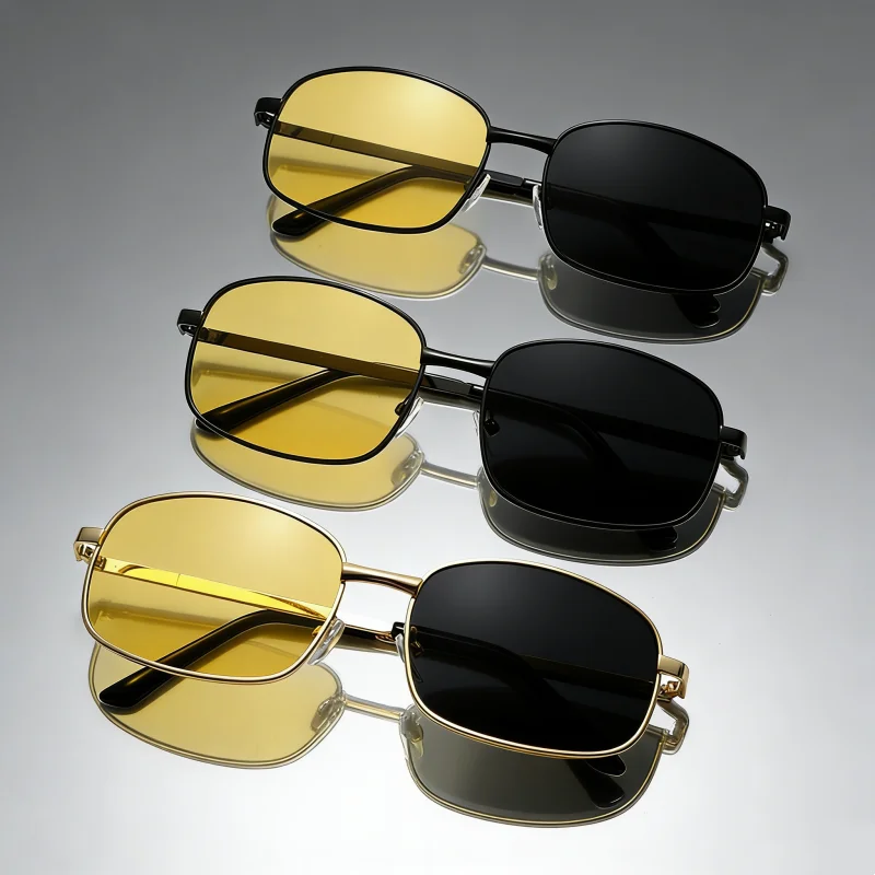 

Metal Square Frame Men's Photochromic Sunglasses Women Outdoor UV Protection Sun Glasses Trendy Night Vision Sports Eyewear