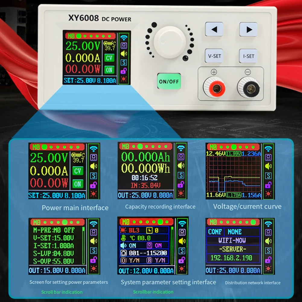 

125*55*35mm Adjustable Power Supply Electricity Generation Battery Charger Supply Input Voltage 6-70V Output Current 0-8A