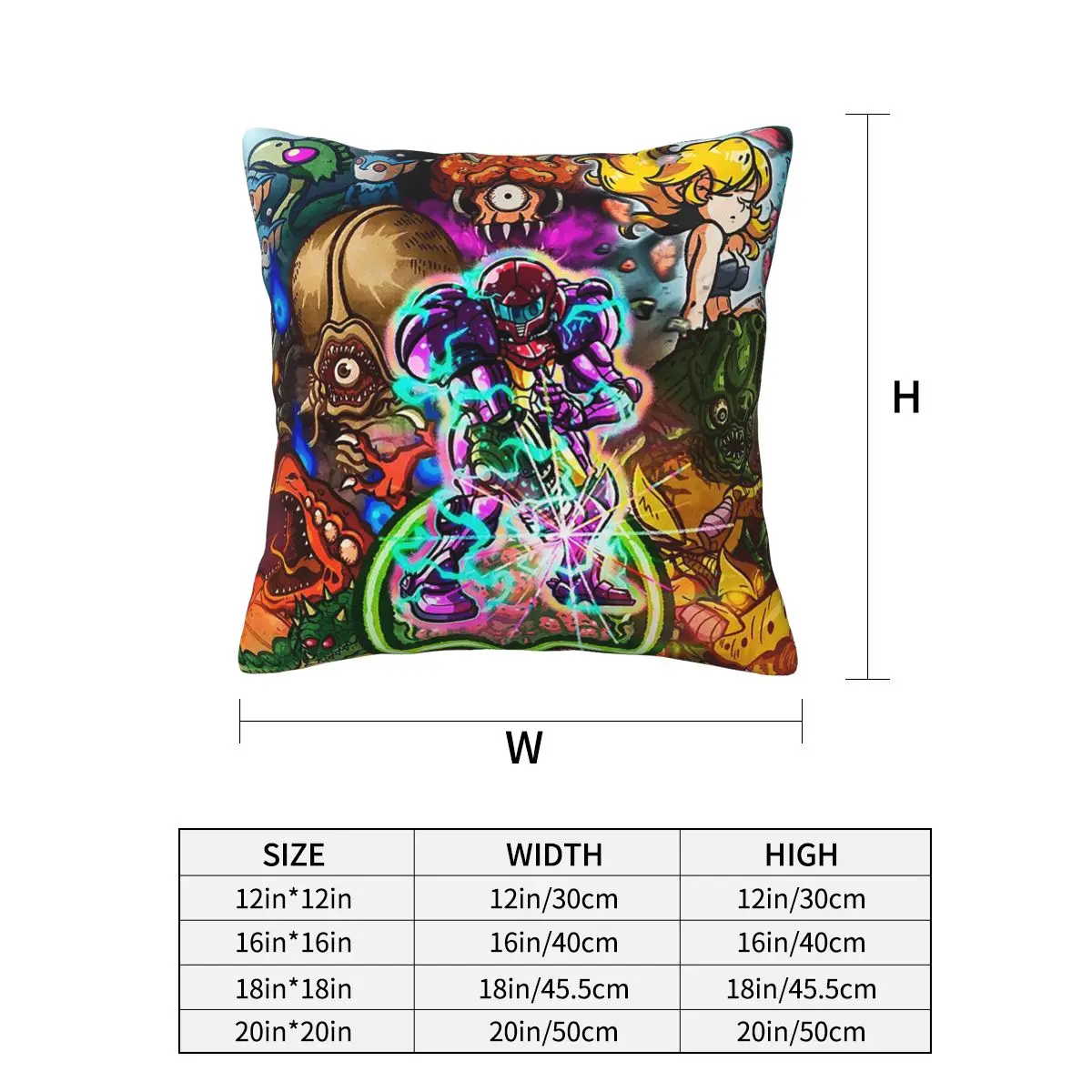 Super Metroid Large Game Square Pillowcase Pillow Cover Cushion Decor Comfort Throw Pillow for Home Car