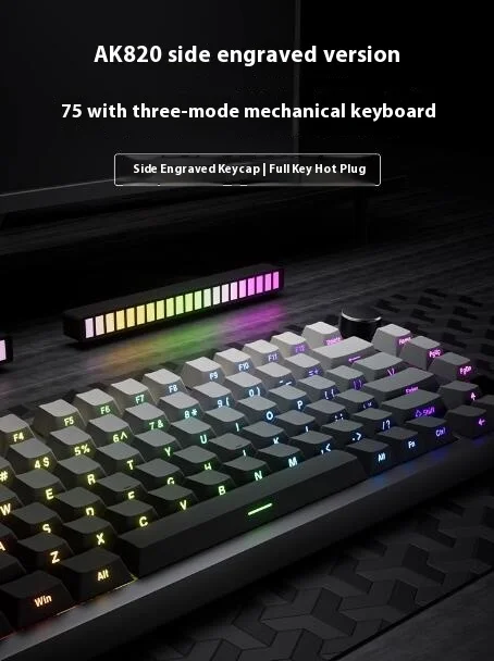 Ajazz AK820Pro Gamer Mechanical Keyboard 3 Mode USB/2.4G/Bluetooth Wireless Keyboard RGB Backlight Hot Swap Customized Keyboard