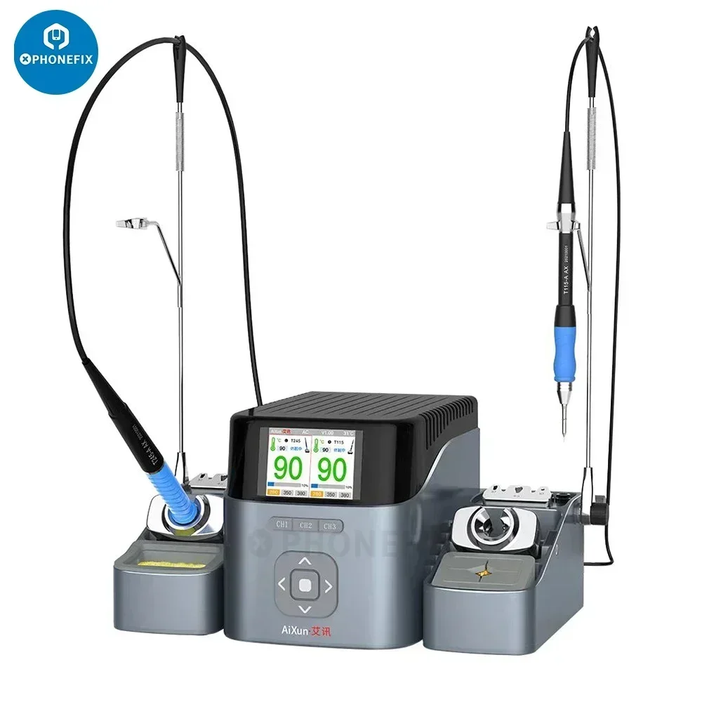 AIXUN T420D Dual-Channelสมาร์ทSoldering StationรองรับT245 T210 T115 จับโทรศัพท์มือถือเชื่อมซ่อมเครื่องมือทําความร้อนอย่างรวดเร็ว