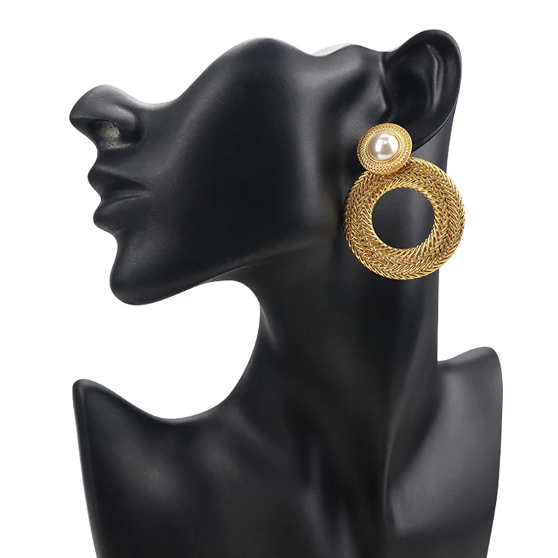 

Hollow Geometric Statement Drop Earrings Bohemian Metal Raised Textured Design Dangle Earring for Women Girl Fashion Jewelry