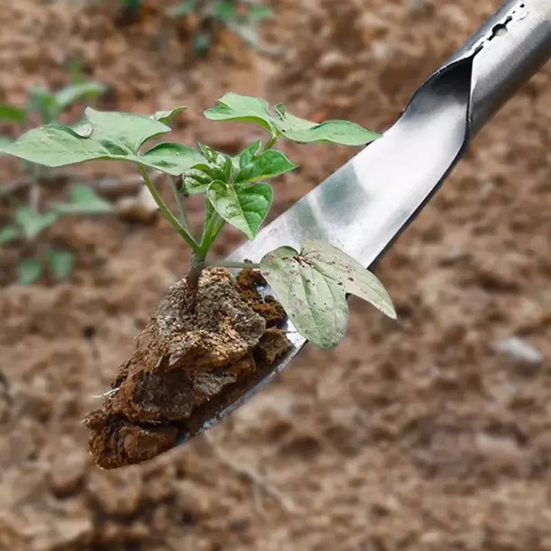 Pala de deshierbe de acero inoxidable para jardín, herramienta Manual multifuncional para recoger raíces en macetas