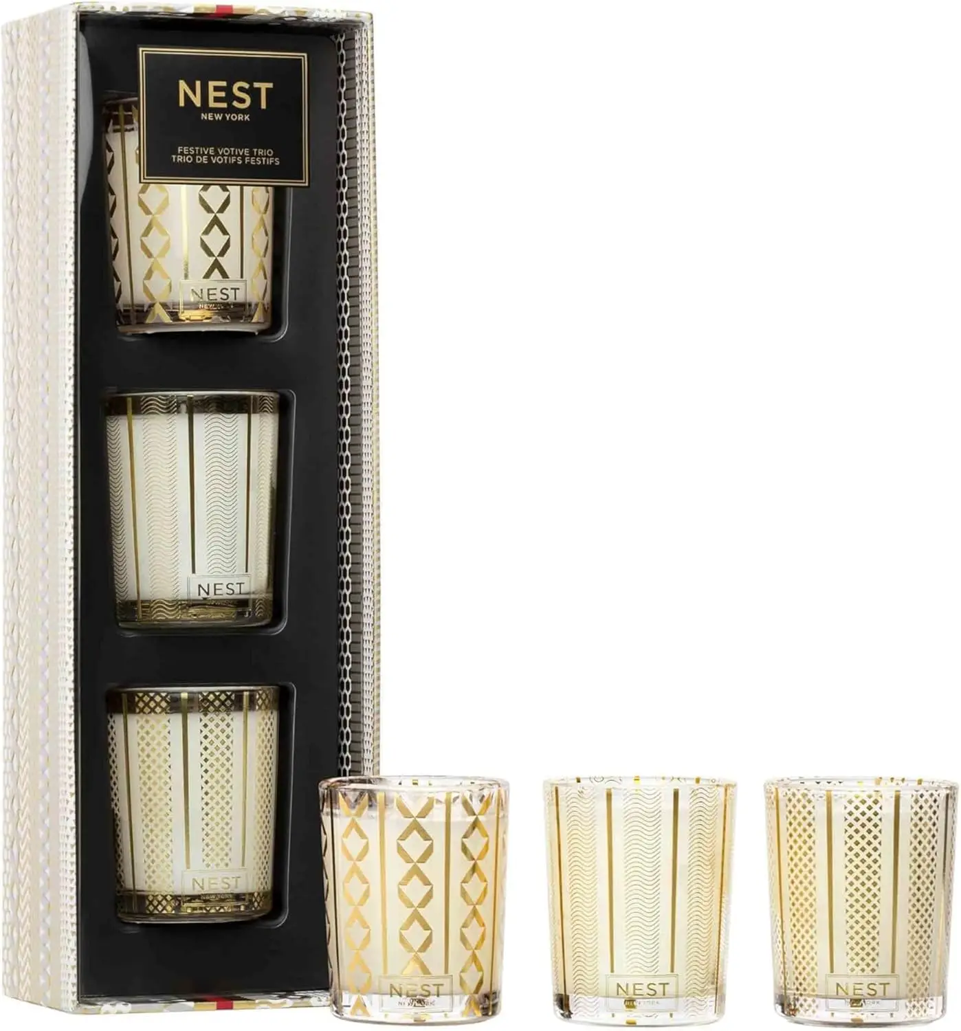 Festive Scented Votive Candle Trio LUXURY GLASS CANDLES LONG-LASTING ELEGANCE CRUELTY FREE for Home Relaxation in Smaller Spaces