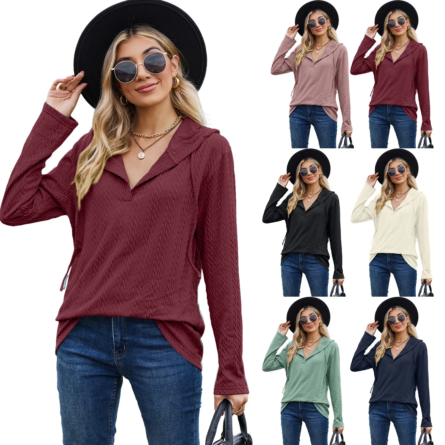 

Свободная женская толстовка с длинными рукавами, однотонная, осенне-зимняя, новинка, для повседневной носки, из вельветового волокна