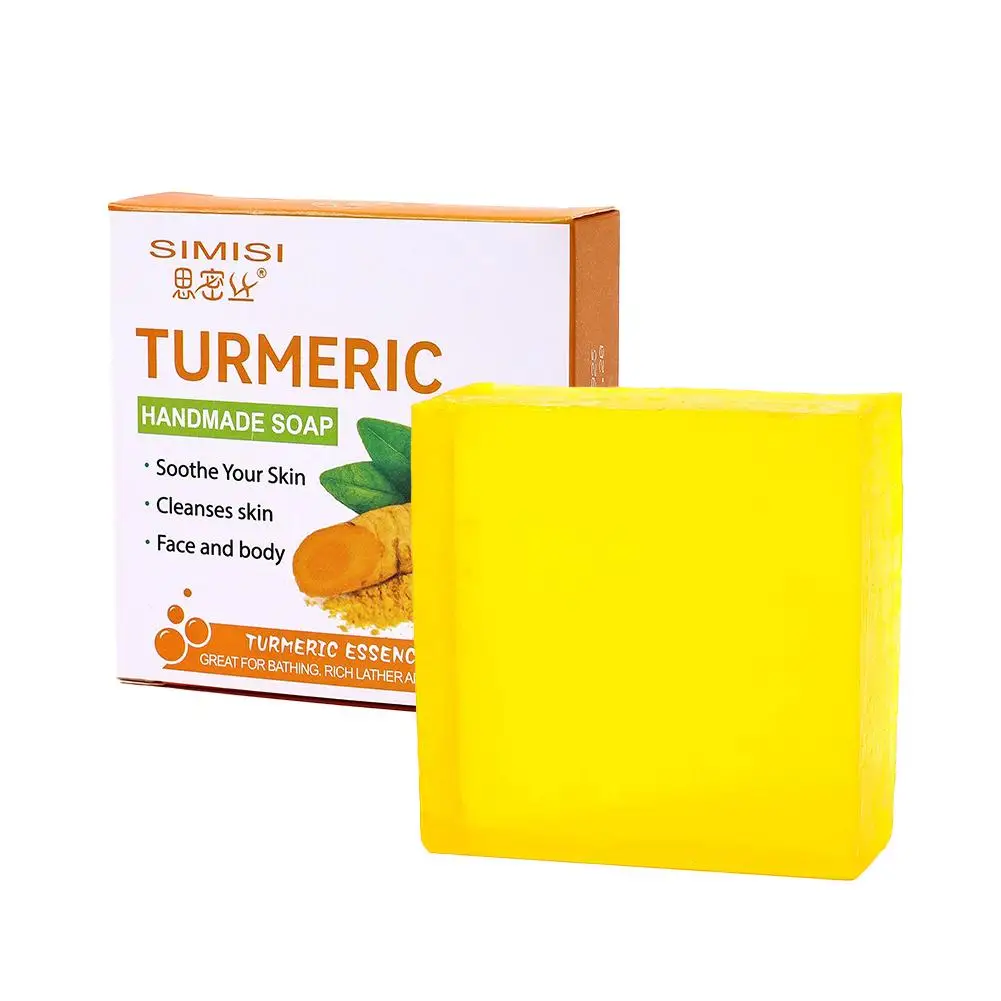 80g Hand-made Turmeric Soap Body Cleansing Moisturizing Dark Beauty Cleanser Skin Fade Brightening Leg Care Underar A9N3