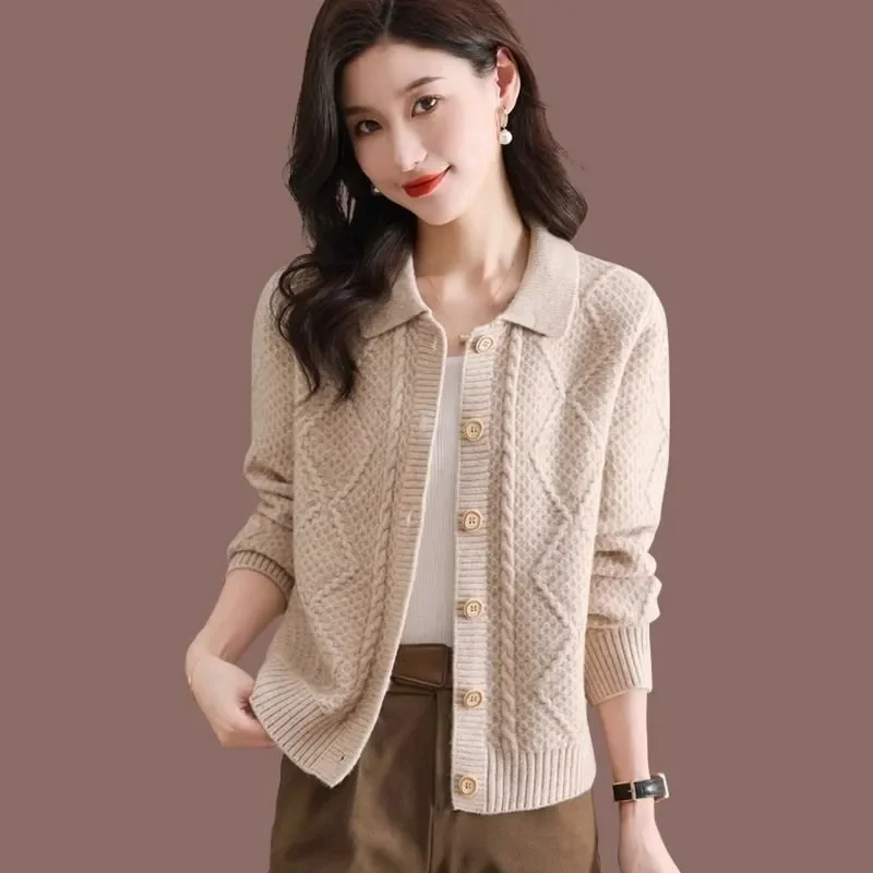 

Short Turtleneck Sweater Jacket For Women's 2024 New Spring And Autumn Outerwear Sweater Outerwear Knitted Cardigan