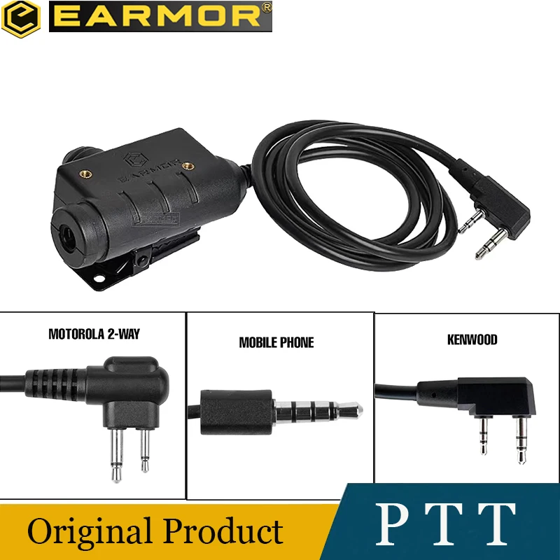 

EARMOR Tactical Headset PTT Adapter PTT Kenwood and AUX M51 Tactical Headset Communications Radio Interface Headset Accessories