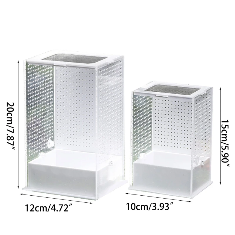 Durchsichtige Mini-Insektenbecken aus Acryl für Eidechsen, Einsiedlerkrebse, Geckos, Frösche, Spinnen-Minigehege,