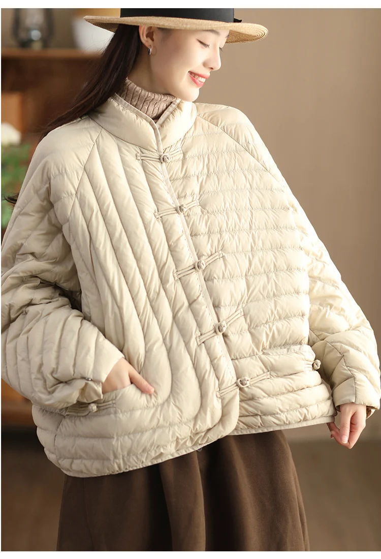 Schinteon Women Ultralight White Duck Down Jacket Over Size Loose Casual Autumn Winter Outwear Vintage Coat 2026 New