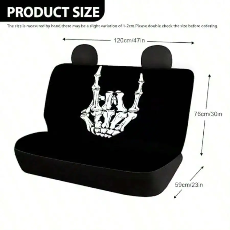 

Black Skeleton Hand Car Seat Cover Set For Adults Stretch Wear Resistant Bench Seat Accessory