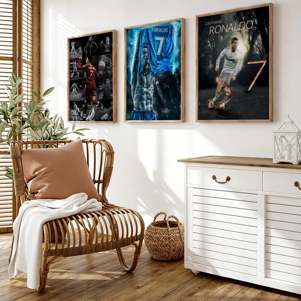 C-Cristiano R-Ronaldo Soccer Poster Wall Stickers HD Painting Self Adhesive Art Decals for Bedroom Living Room Home Decor