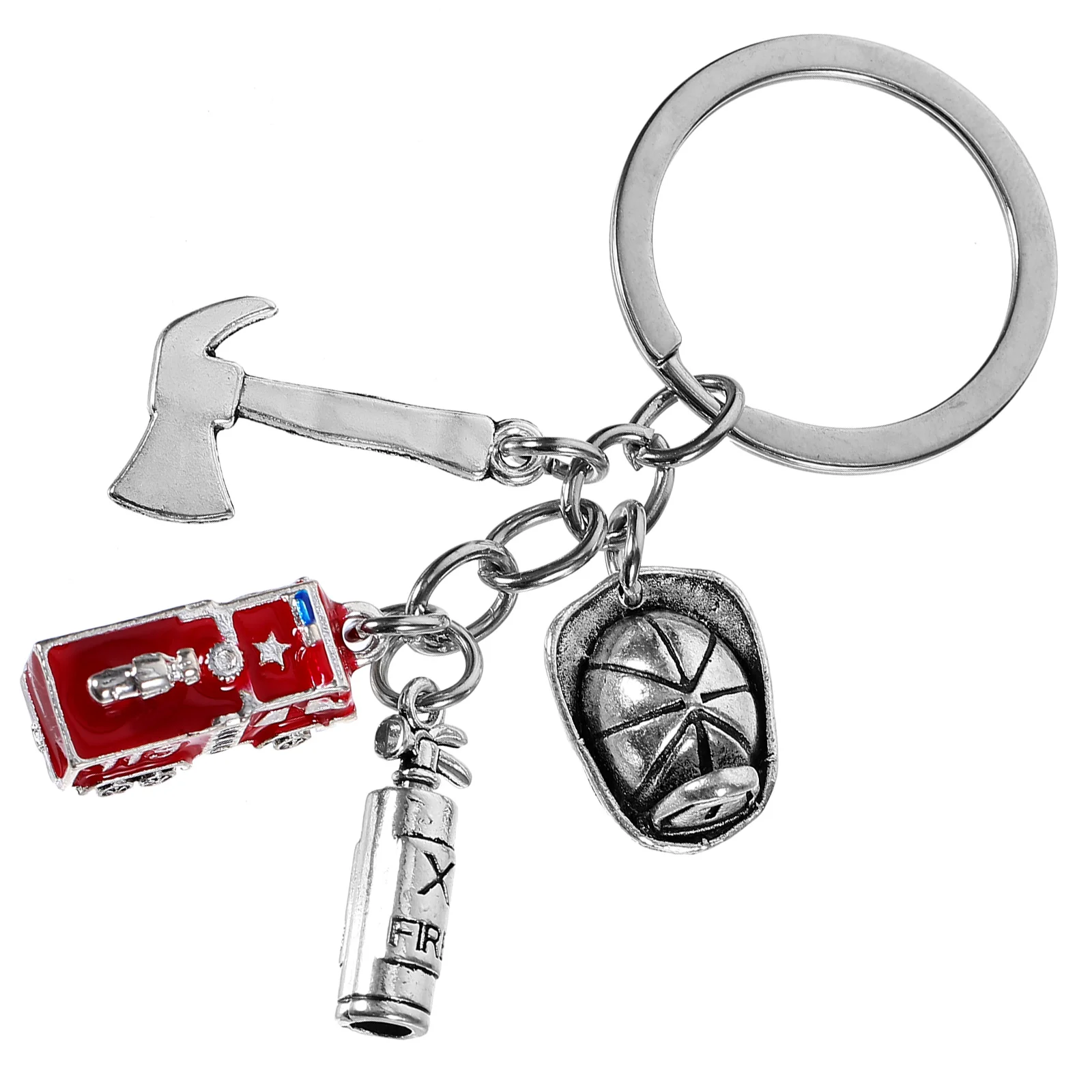 Fire Extinguisher Firefighter Safety Equipment Miss Mens Gifts Key Alloy Keychain for