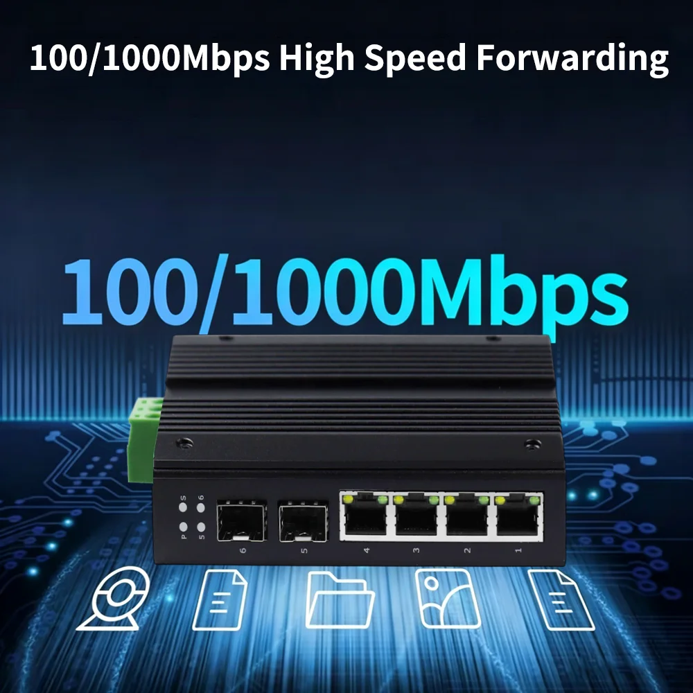 ONTi 6/10 port Industrial PoE Ethernet L2 Managed Switch with 2×1000M SFP + 4/8×1000M RJ45 PoE Ports,Input 44～57V DC