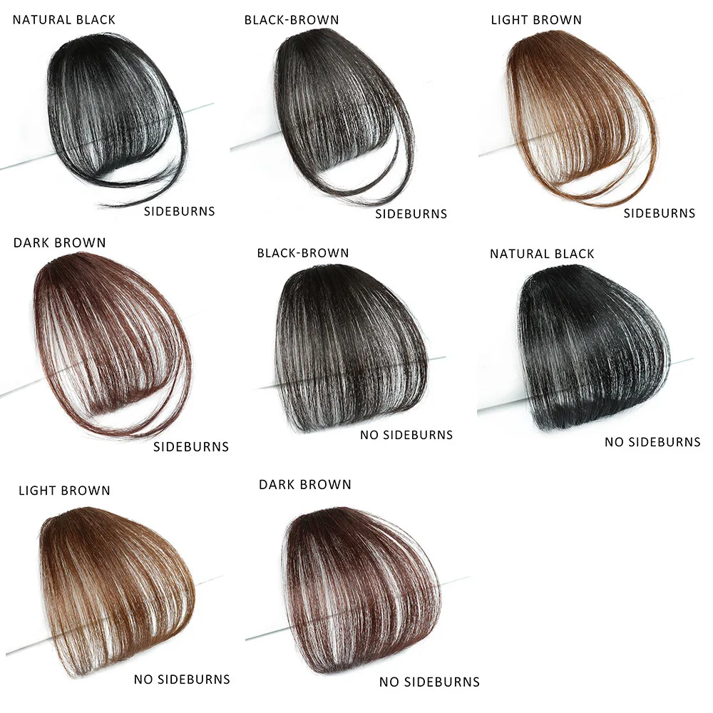 Extensões sintéticas do cabelo do grampo-em para mulheres, bangs falsos do cabelo, hairpieces resistentes ao calor, bangs macios do ar