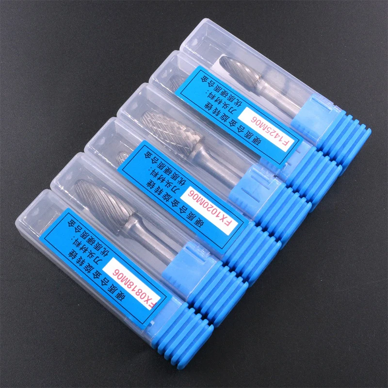 6pcs Head Tungsten Carbide Rotary file Tool Drill Milling Carving Bit Tools Point Burr Die Grinder Abrasive Tool Alloy head