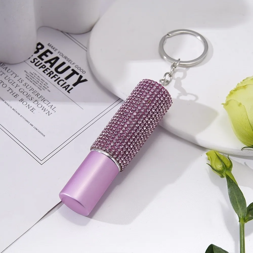 Portable 5ml Spray Bottle Keychain Empty Mini Perfume Bottle Rhinestone Reusable Key Ring Keychain Accessories