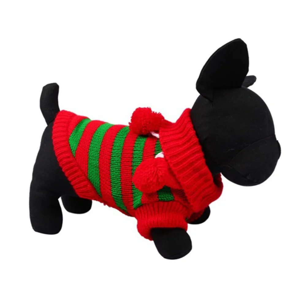 

Pet Dog Christmas Sweater Size Xs Red Green Stylish Stripe Design Comfortable for Small Dogs Perfect for Outdoor Party Photos