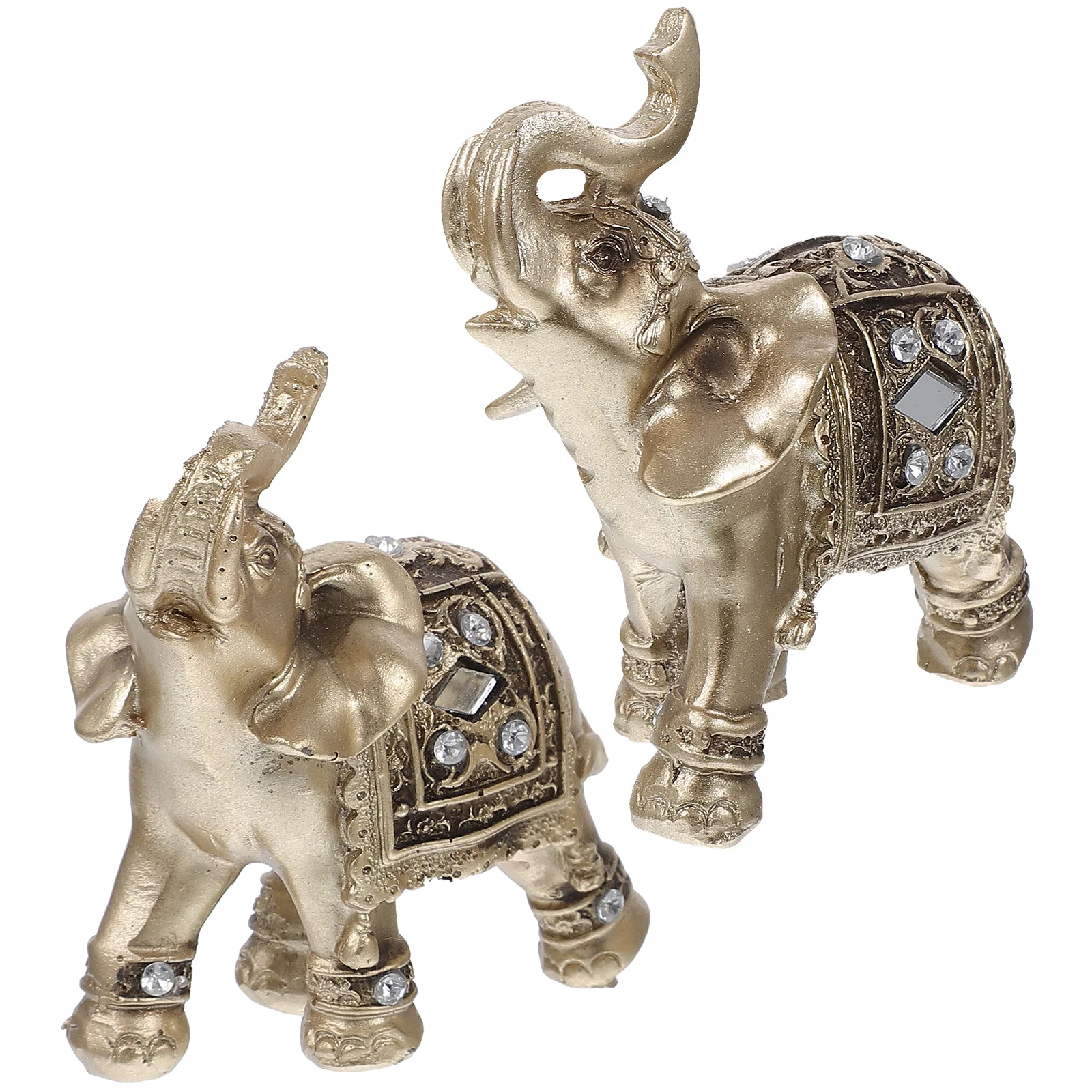 

2pcs Resin Statue Ornament Home Decor Desktop Decoration Small Elephant Gift Household Adornment Elephant Sculpture Office