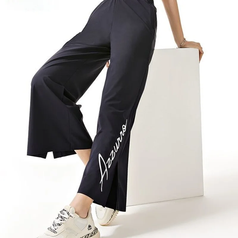 Women's Black Fashion Bell Bottom Sports Pants Breathable Casual Sweatpants K0D42AK45 Sporty Comfortable Leggings