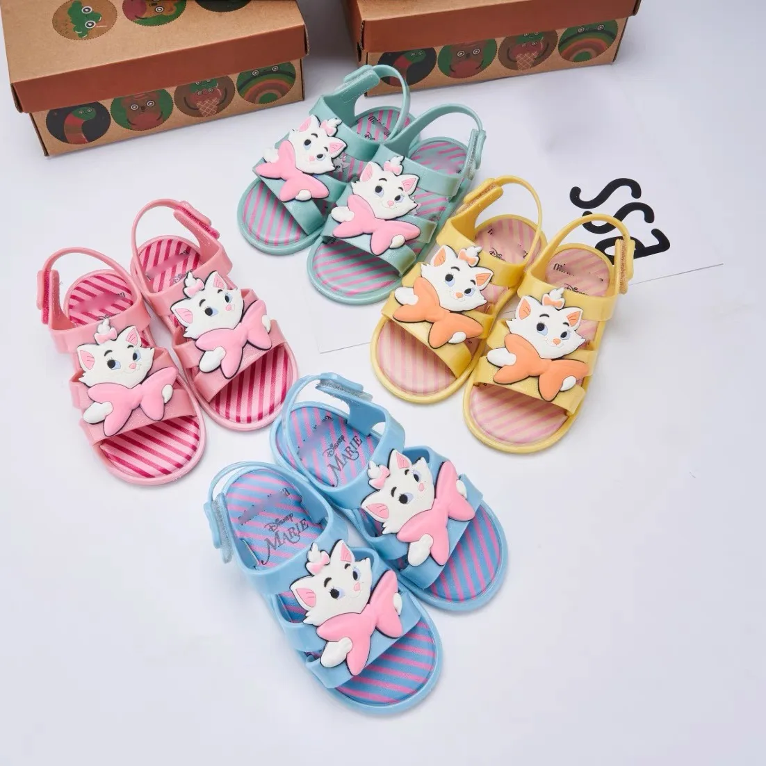 Mini Melissa Brand New Spanish Style Soft Plastic Sandals Kids Beach Shoes Baby Boys and girls Tread Summer Water Shoes