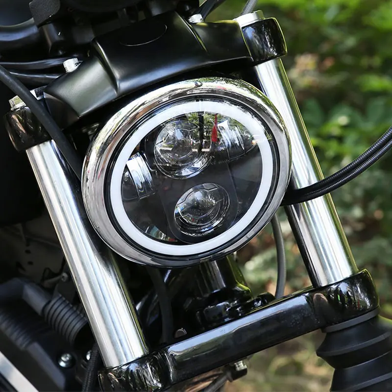 

5.75 Inch Motorcycle Projector Led Headlight 5.75" H4 Headlamp With DRL For Harley Bike For Sportsters XL XG XR VRSCD Dyna