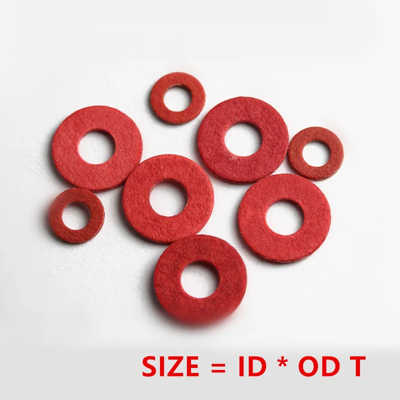 

20/100pcs M2 M2.5 M3 M4 M5 M6 M8 M10 M12 M14 M16 Red Steel Paper Insulating Flat Washer Insulation Plain Gasket Pad Ring Spacer