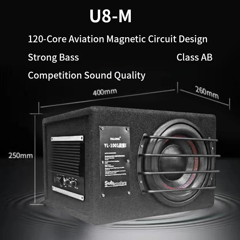 500W 10 Inch Dual Coil Super Subwoofer Car Audio Fever DIY Car 12V Fever High Power Speaker Active Car Subwoofer Speaker