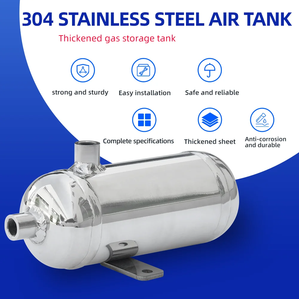 0.3L 0.1Gallon 304 Thickened Stainless Steel Pressure Buffer Tank Small Air Tank Vacuum  Air Storage Tank Customizable