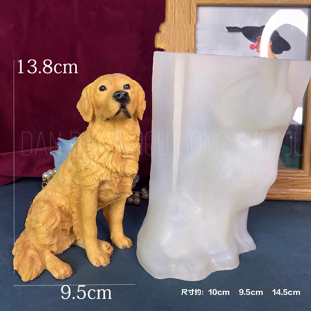 Imagem -04 - Golden Retriever Resina Moldes Faça Você Mesmo Car Ornamento Presente de Aniversário Cão Bonito Moldes de Silicone Epóxi Grande Home Decor 3d