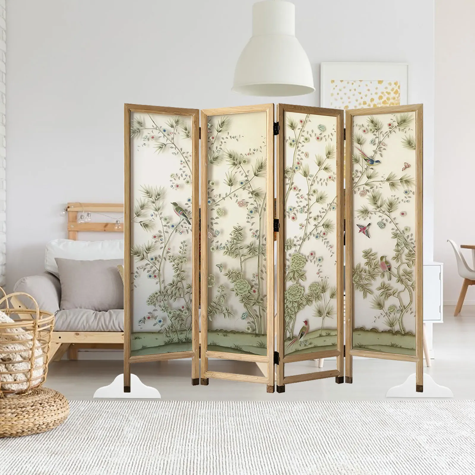 

2pcs Room Divider Stand Folding Screen Support Base Unique Design Stability Enhanced Floor Protection Versatile Home Office
