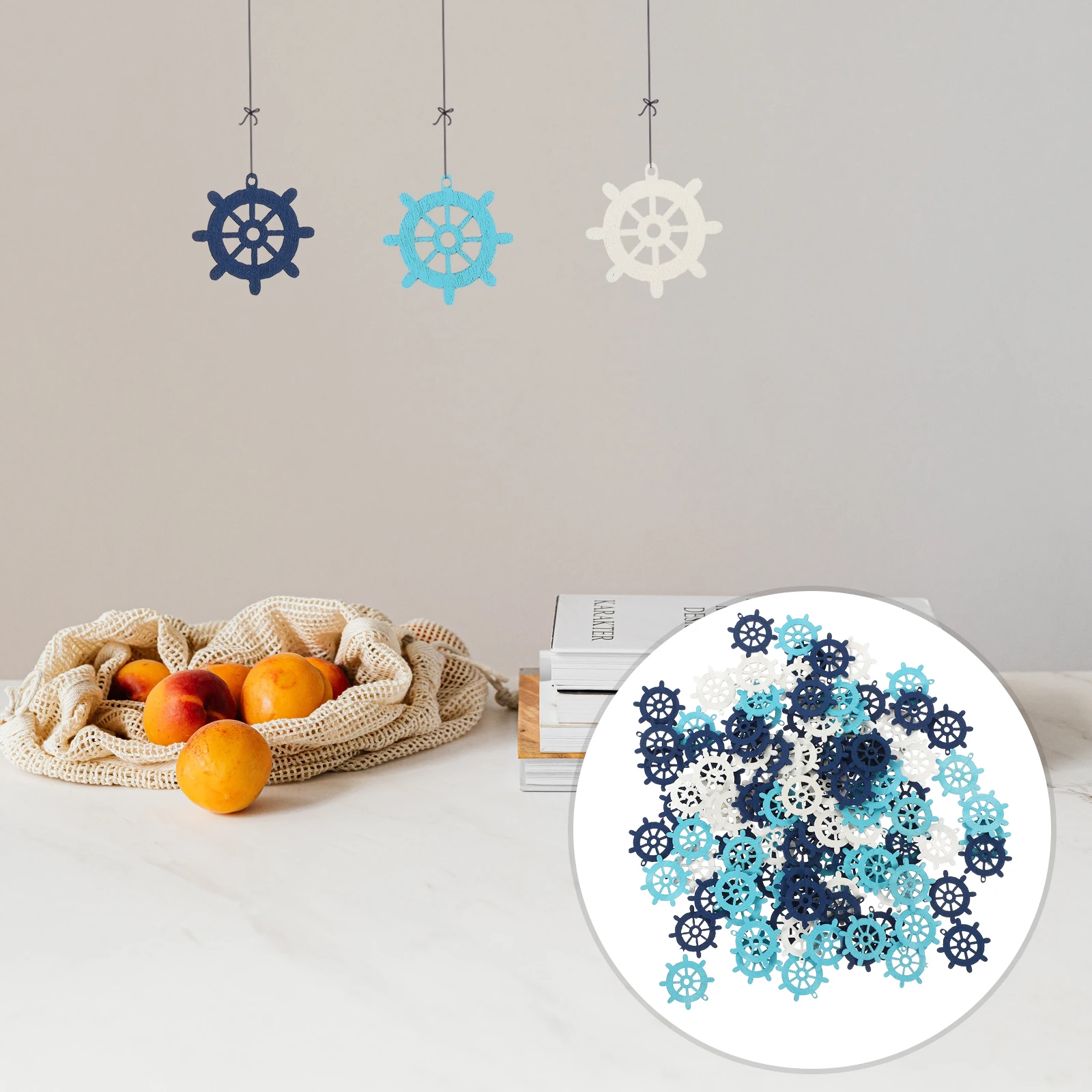 

Rudder Pendant Nautical Centerpieces Wood Craft Beach Themed Decor Wall Hanging Ornament Ocean Decoration Marine Decorations