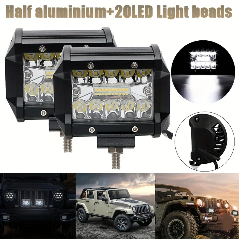 

4inch/10.16cm Auto Working Light Bar with 3 Eyes Super Bright Car Combination Lamp 6000K Aluminium