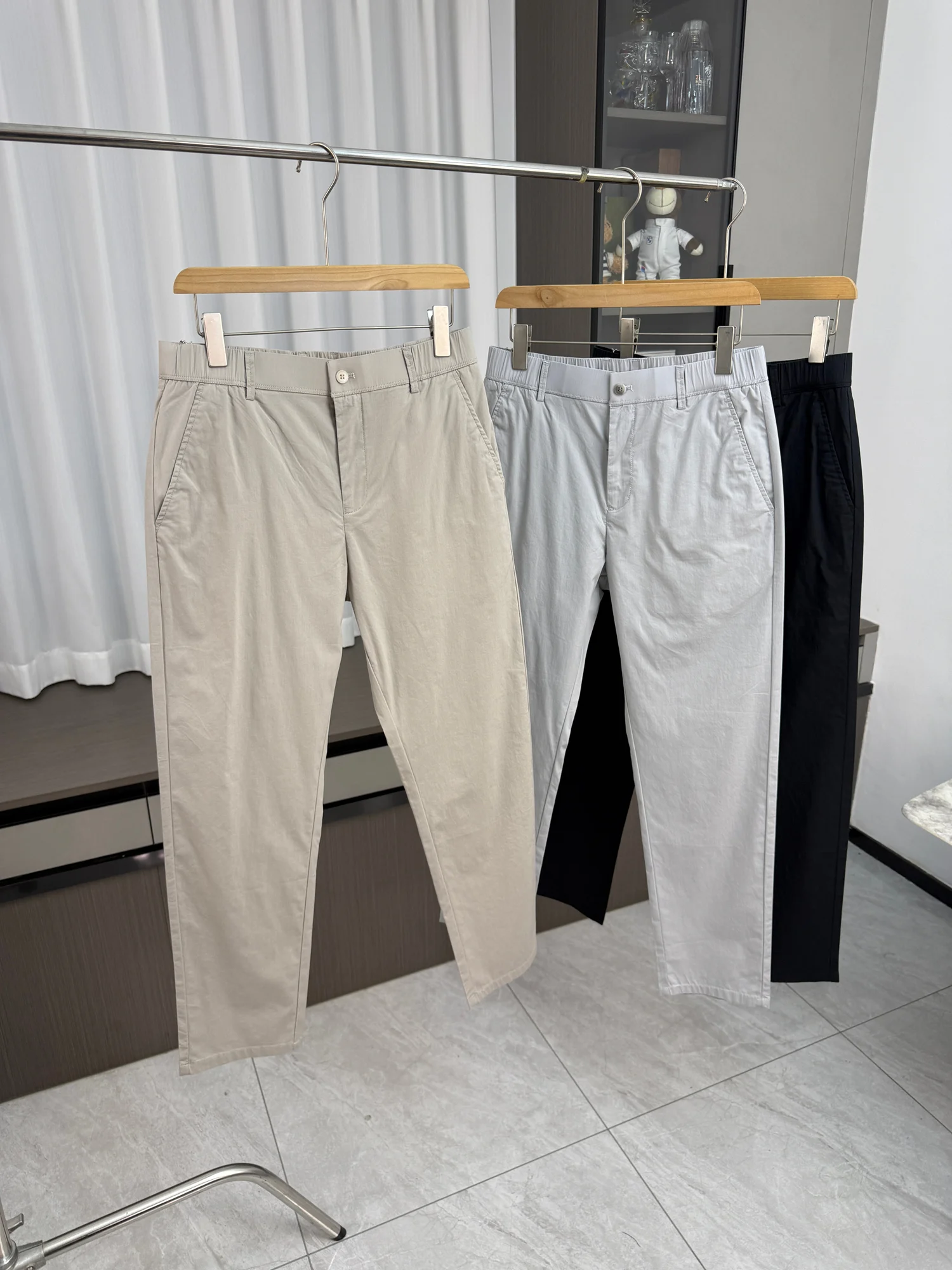 

Smooth And Fine Straight Leg Casual Pants for Men Spring Pure Color Versatile Comfortable Breathable Casual Pants