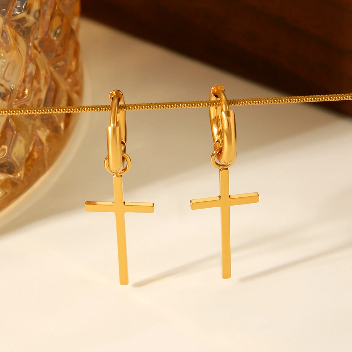 

Simple Cross Dangle Earrings Design For Women And Men Stainless Steel Personality Dangle Earrings Jewelry Party Gift