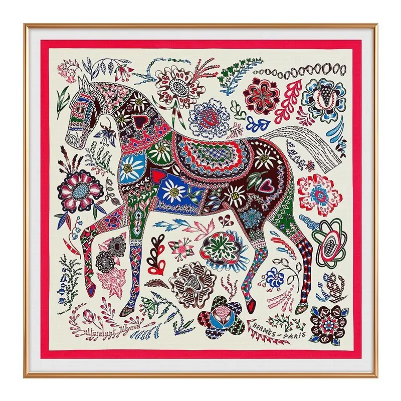 Framed Silk Scarves, Orange Paintings, Internet Celebrities, Modern Light Luxury, High-end Murals, Decorative Paintings Waiting