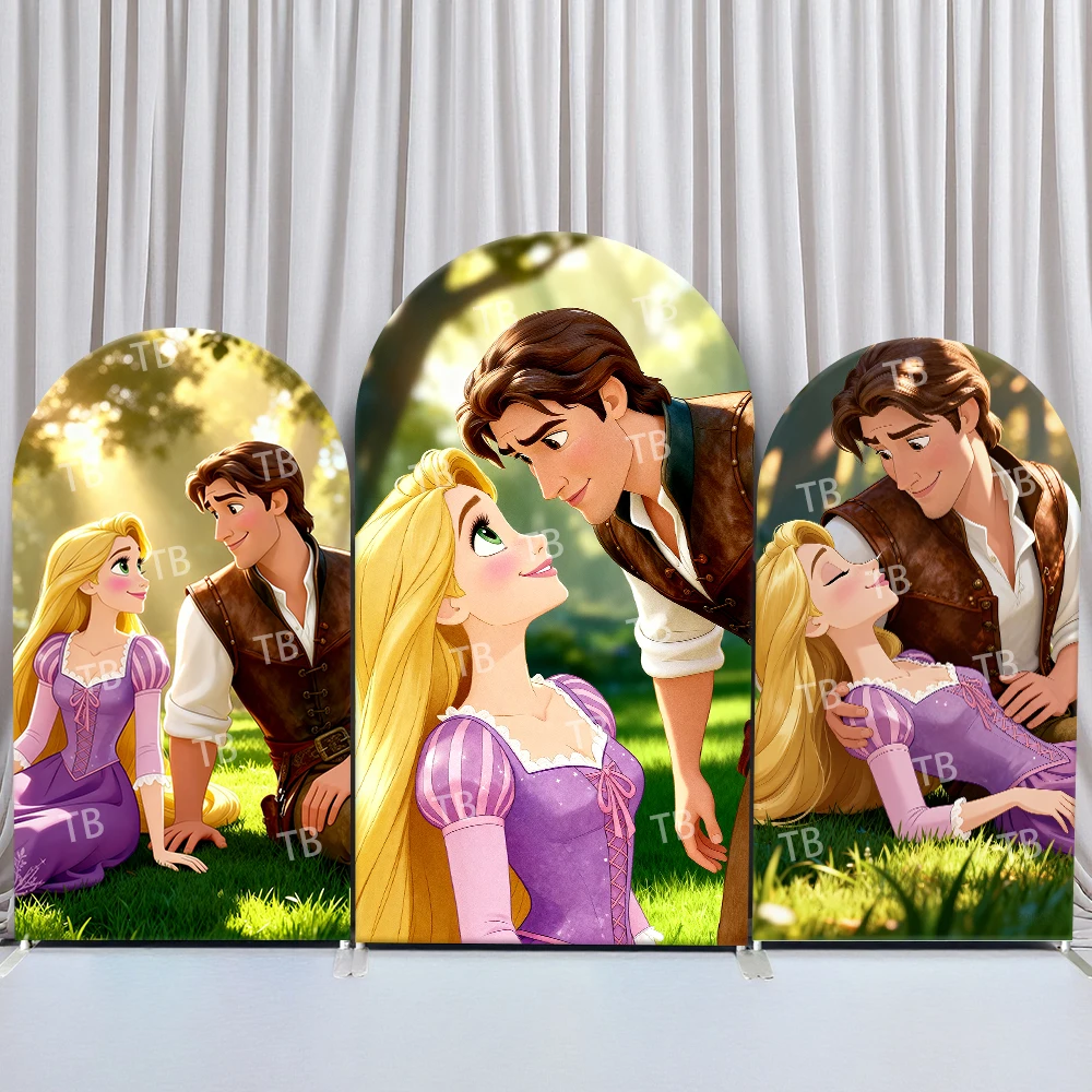 

TB Rapunzel Arch Backdrop cover Garden Rose Scene with Sweet Interaction Decor for Kids’ Birthday,Baby Shower Party Photo Booth