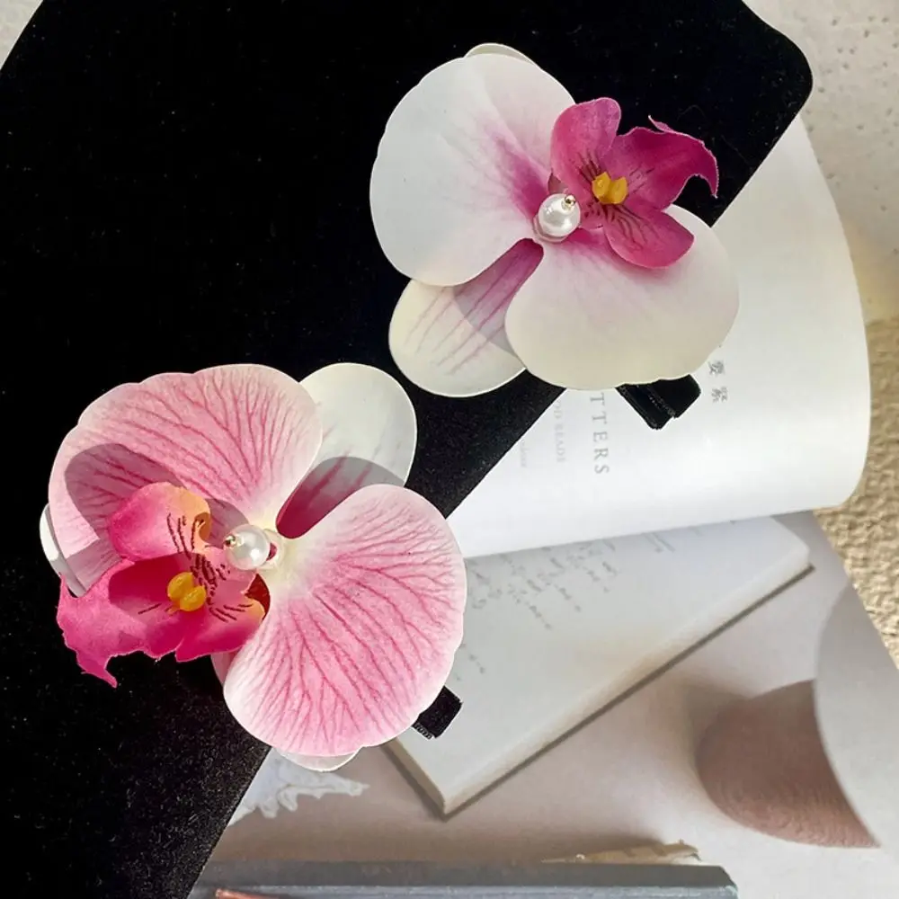 

Sweet Pink Orchid Flower Hair Clip Hair Accessories Headdress Sweet Hairpin Side Barrettes Hair Ornament Bohemia Barrette Bridal