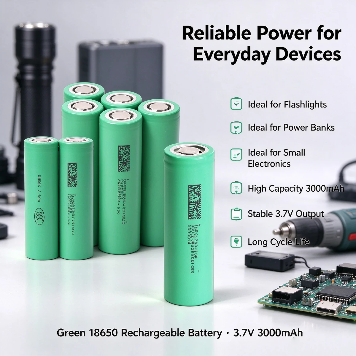 3.7V 18650 3000mAh High Capacity Rechargeable Lithium Li-ion Cell Battery 1-20PCS Flashlight Mini Fan Power Bank DIY Electronic