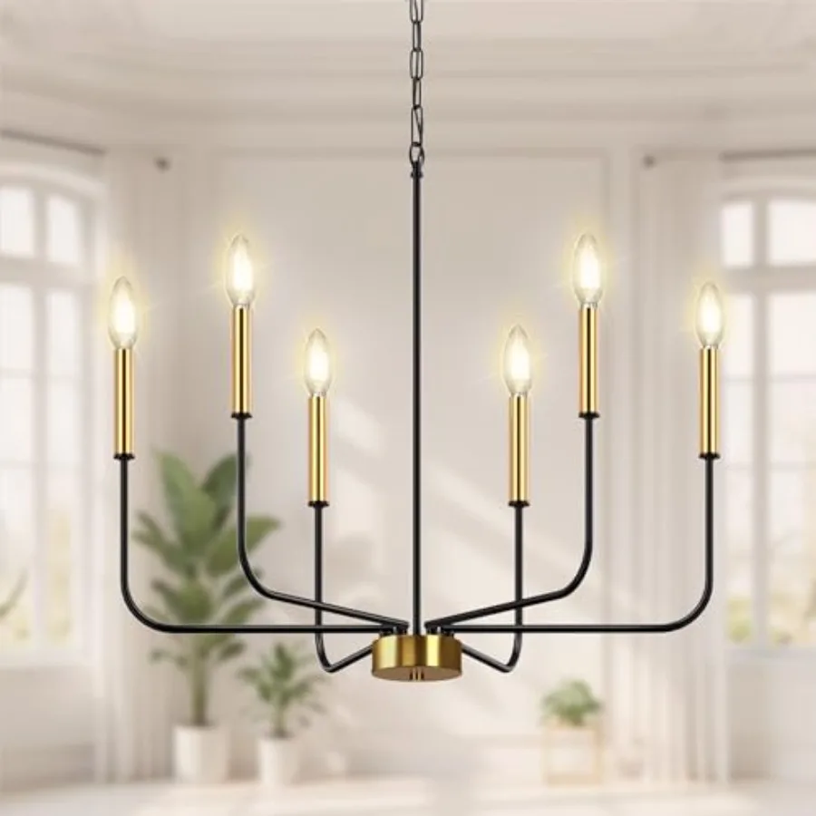 

Cheliers, 6-Light Farmhouse Chandeliers for Dining Room Light Fixture Adjustable Height, Rustic Industrial Modern Chandeliers f