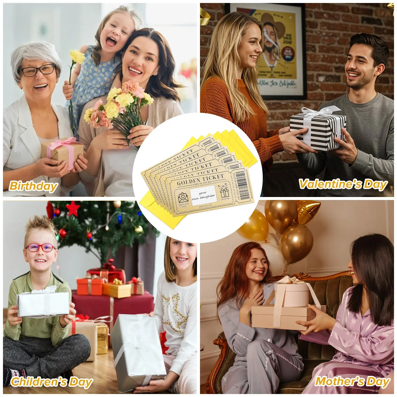 3pcs/set Golden Ticket Scratch Card Scratch-off Travel Ticket Set with Envelopes Surprise Reveal Ticket Gift for Valentine's Day view 5