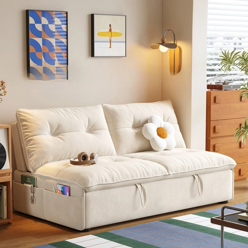 

Sofa bed Cream wind small apartment living room foldable sofa bed integrated dual-use
