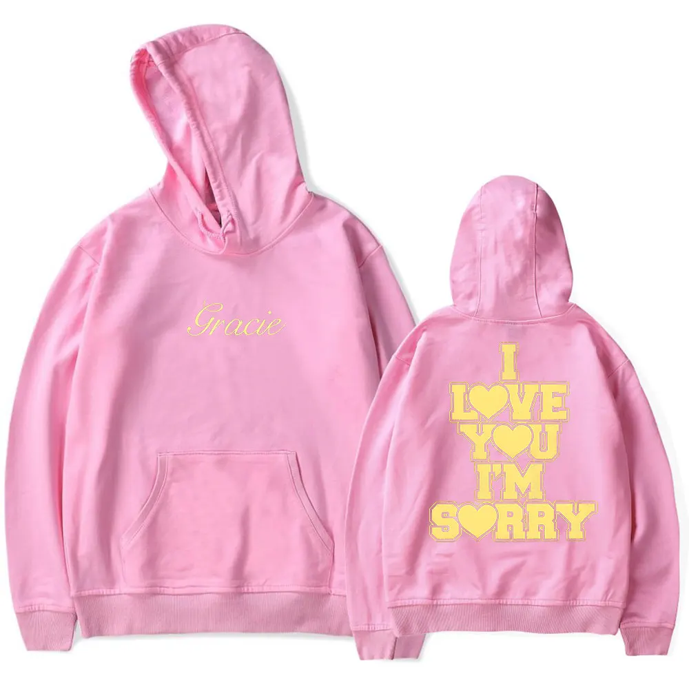 Gracie Abrams Aku mencintaimu aku minta maaf Hoodie Sweatshirt Unisex lengan panjang Fashion baju Pullover