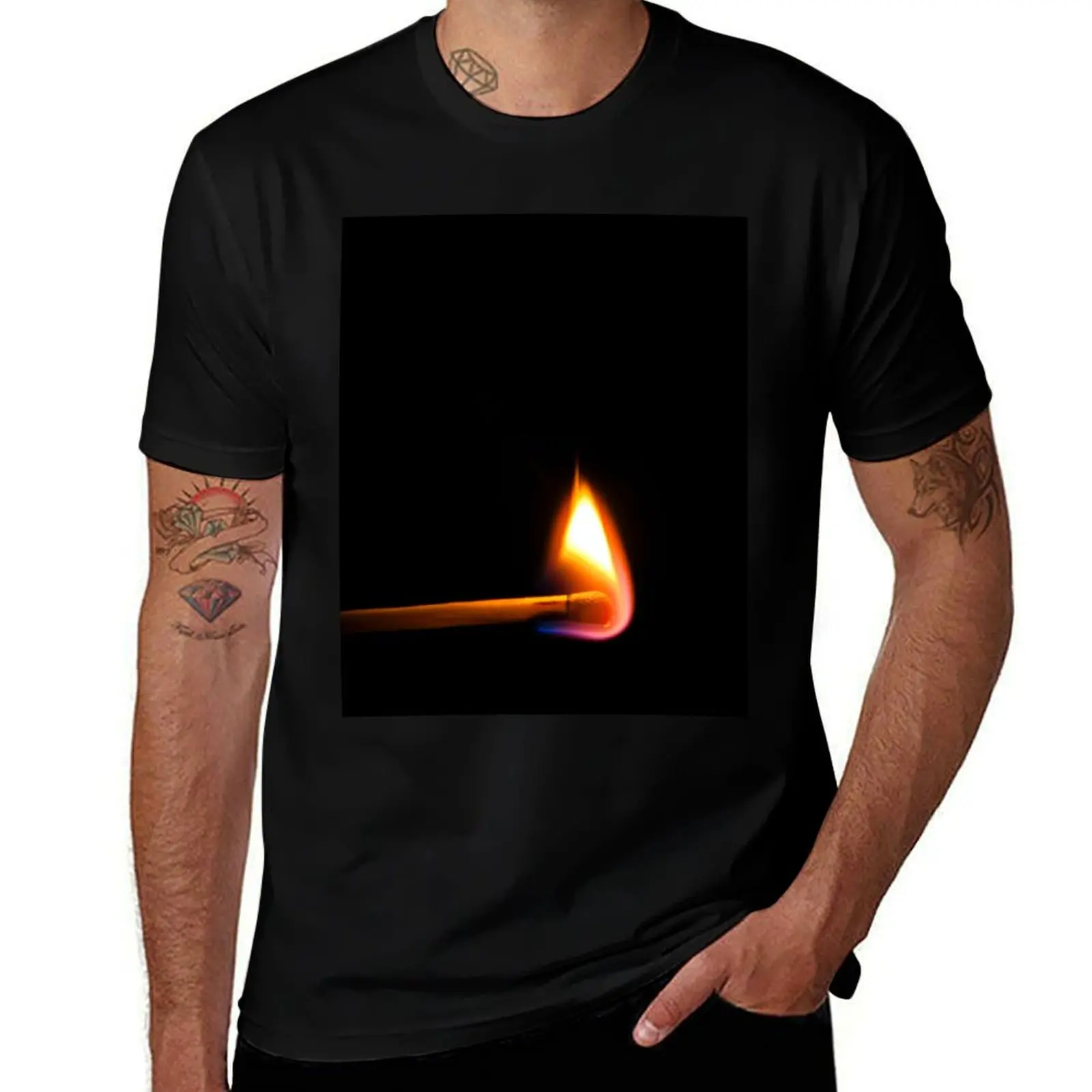 Bright burning Match in dark T-Shirt Work Outdoor Short Sleeve Tee T-Shirt